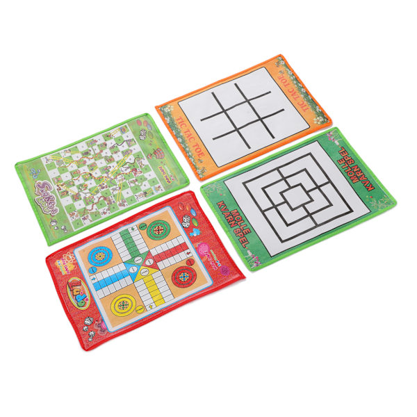 Käärme ja tikkaat Lapset Yhdeksän miehen Morris Kannettava lentävä shakki Ludo-lauta perhepeli 4 in 1 -sarja