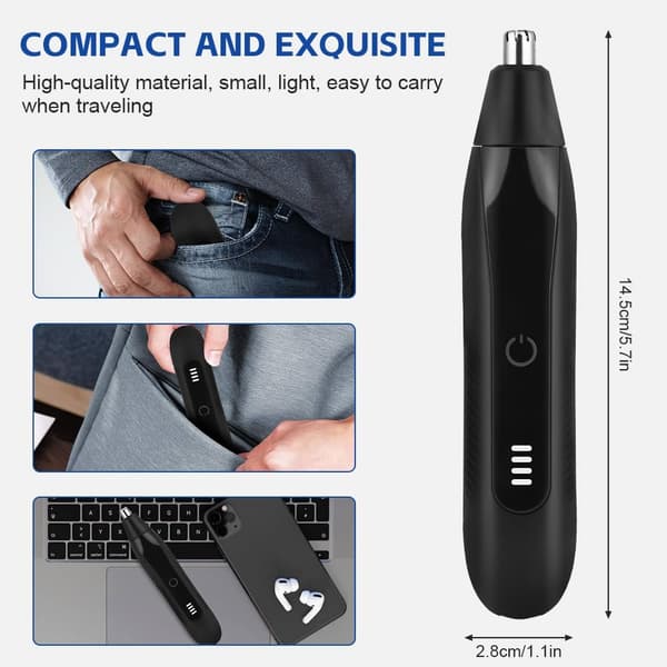 2-i-1 Nese- og øretrimmer IPX7 Vanntett USB-lader