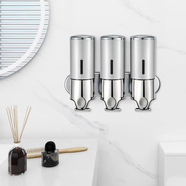 3x500ml Väggmonterad Schampo Balsam Dispenser för Dusch Bad Tvålpump Kläm