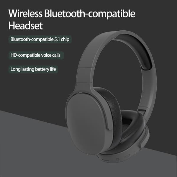 Trådlöst Bluetooth-headset Reduktion Justerbart Trådlöst Headset Bluetooth 5.1 Stereo Over Ear för Sport Svart