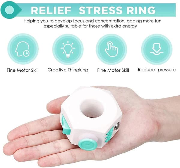 Fidget Toy Sensorisk Terninglegetøj med Klikkugle Dekompressionsring Fidget Fingerlegetøj til ADD ADHD Stresslindring for Voksne Grøn