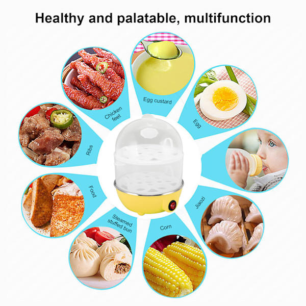 Hjemme Egg Cooker 350W 2 Lag 14 stk Egg En Gang Auto Power Off Safe Durable PP Egg Boiler Med Målekopp for Hjem