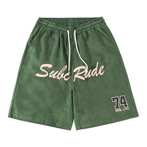 Mænd Sports Shorts Bred Ben Straight Tube Løs Pasform Casual Hip Hop Mode Trykt Sommertøj Grøn L