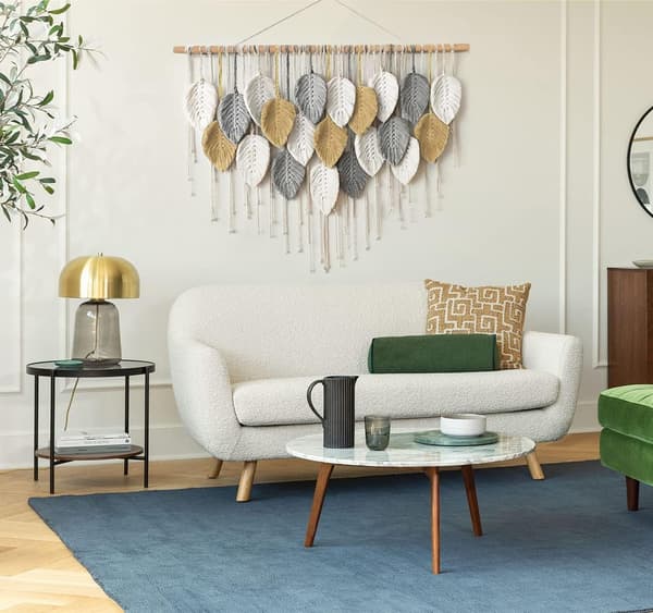 Makrame Väggbonad Stor Gobeläng Vävd Boho Makrame Blad Väggdekoration Fjäder Chic Vävd Konst