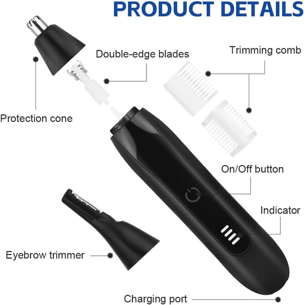 2-i-1 Næse- og Øretrimmer IPX7 Vandtæt USB-oplader