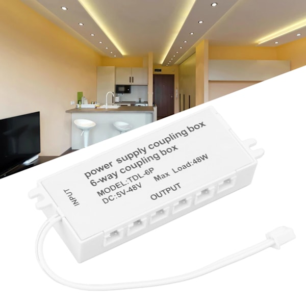 6-tieliitäntälaatikko XH2.5-portti 48 W 5-48 V Plug and Play -virtalähde LED-valaisimelle