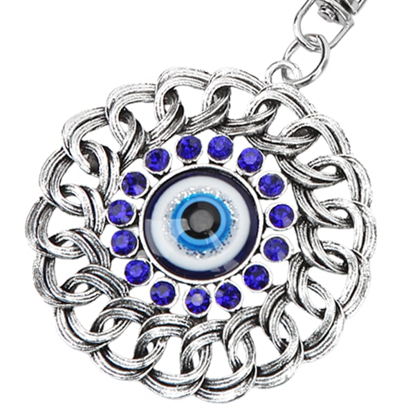 2 stk. Ondt Øje Nøglering Openwork Rundt Snoet Diamant Tyrkiet Blå Ondt Øje Amulet Nøglering Taske Charm Dekor
