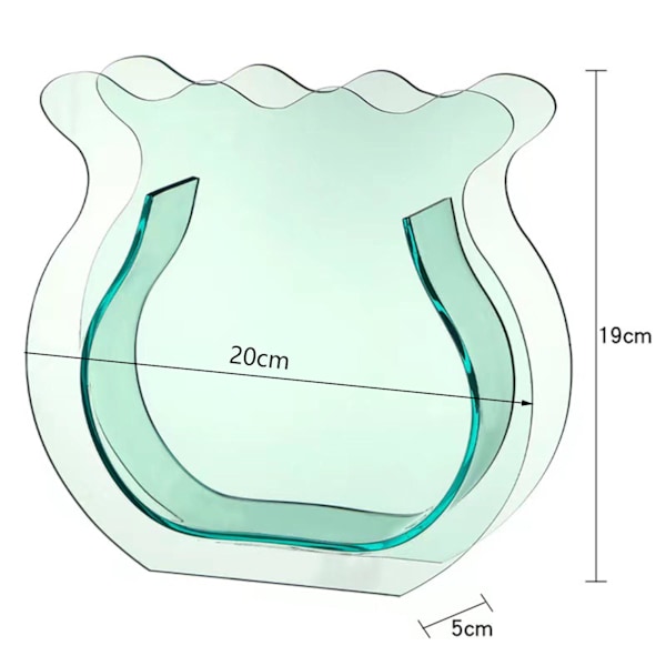 Läpinäkyvä paksu akryyli kalanviljelymaljakko, sileä moderni pieni kalanviljelymaljakko perheelle, toimistolle, asuntolalle, läpinäkyvä vihreä