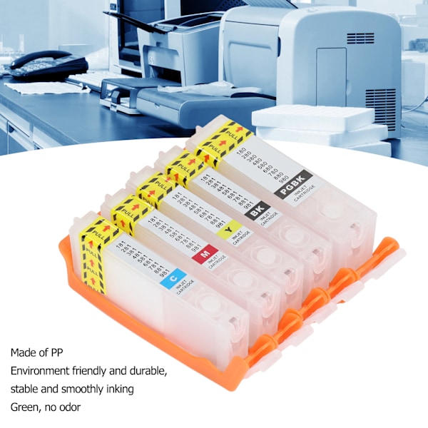 5 stk. blækpatroner PGBK BK C M Y - Glat drift Genanvendelig printerpatron med permanent chip 580 581