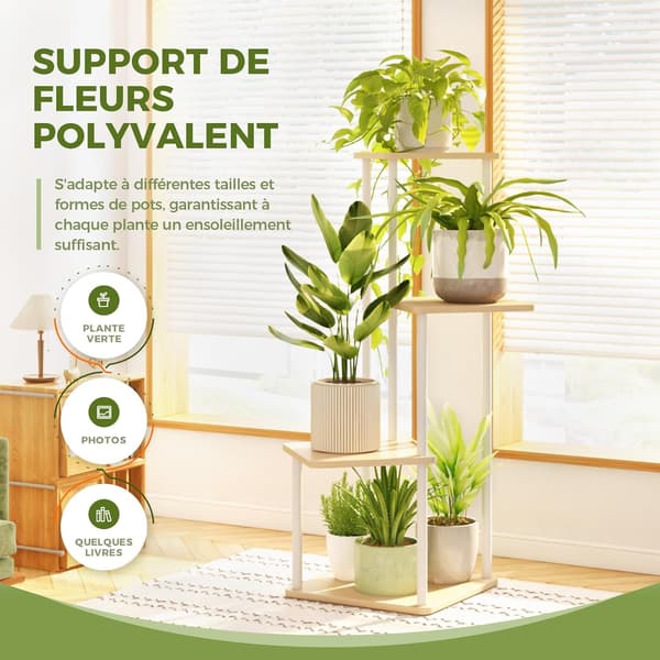Inomhus växtställ 4 hyllplan vit metall 80 cm
