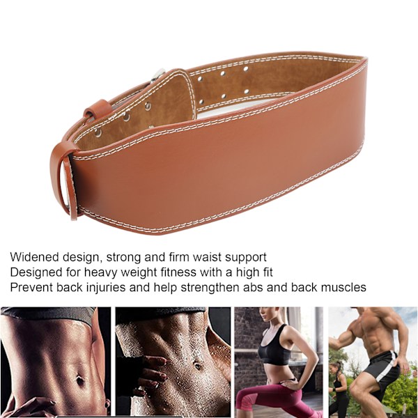 Bälte för viktlyftning, midjeskydd, brett sportmidjestöd, fitnessbälte för rodd, knäböj, marklyft, brunt