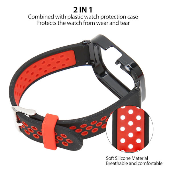 2 i 1 klockarmband för Redmi Watch 3 Snabbkoppling Mjukt Silikon Svettåligt Smartwatch Armband Svart Röd
