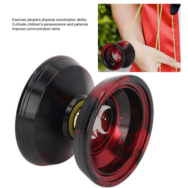 Icke-responsiv Yoyo Professionell Aluminiumlegering Yoyo Leksak Födelsedagspresent med Snöre Handskar för Barn Röd