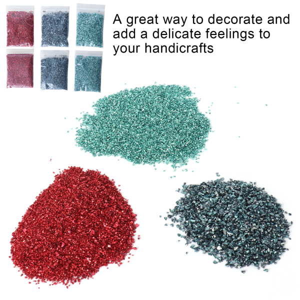 DIY Resin Filler Oregelbundna Glasflisor Krossat Glas Form Filler Glitter Nagelkonst Hantverk Vas Dekoration