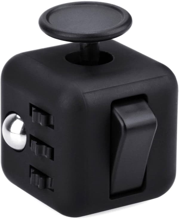 Fidget Cube Legetøj 6 Sider Håndlegetøj Hver Dag Bære Fiddle Cube Hjælper med at Lette Stress Angst ADHD Autisme for Voksne Helt Sort