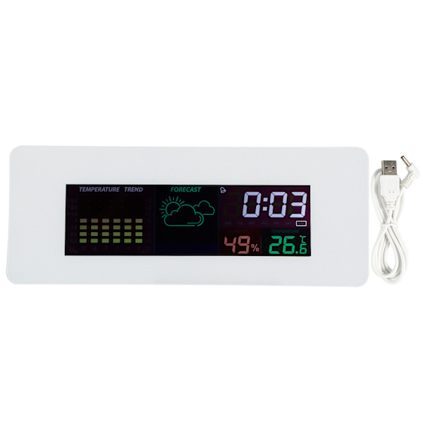 Multifunktion indendørs termometer hygrometer ur med kalender alarmfunktion 12/24H format