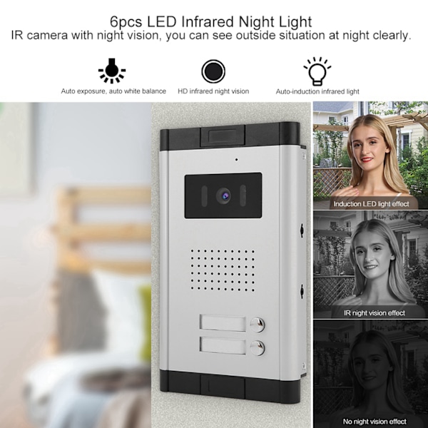 7 tommer 1-Træk-2 Farve Video Intercom Dørklokke Visuel Kamera Dørtelefon Monitor 100-240V AU