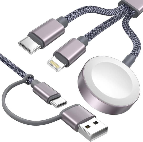 Oppgradert 3-i-2 USB C-kabel for Apple Watch-lader iPhone-lader USB C Multi hurtigladekabel