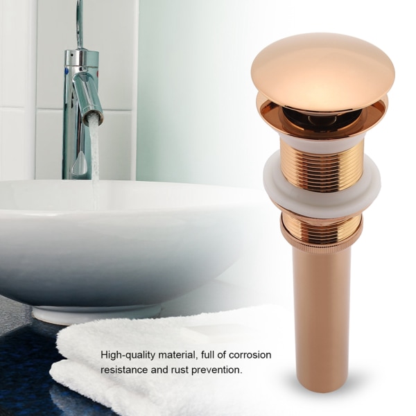 G1 1/4\" Messing Håndvask Pop-Up Afløb Samling Uden Overløb (Rose Gold)
