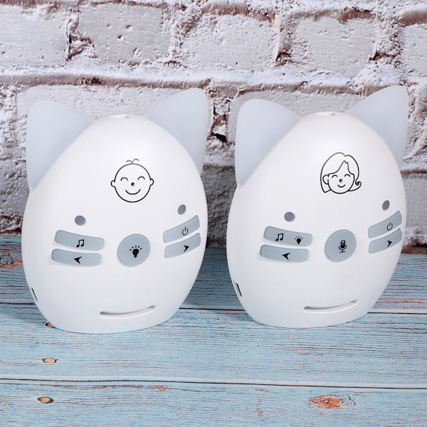 Audio Baby Monitor 2.4GHz Trådløs Musikk 2 Veis Stemme Liten Nattelys Walkie Talkie 100‑240V Hvit AU Plugg