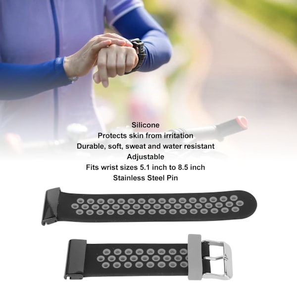 Sportrem 2 farver åndbar silikone remme justerbar udskiftningsrem til Garmin Fenix 7X 6X 5X sort grå