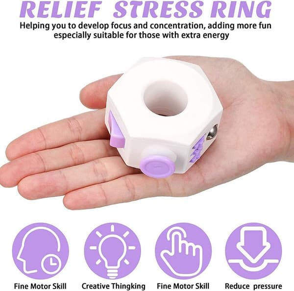 Fidget Toy Sensorisk Terning Legetøj med Klikkugle Dekompressionsring Fidget Fingerlegetøj til ADD ADHD Stresslindring til Voksne Lilla