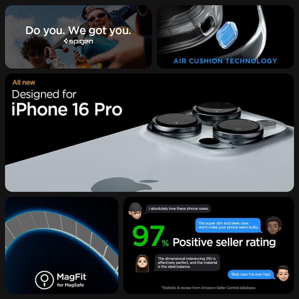 Etui til iPhone 16 Pro kompatibel med MagSafe-tilbehør sort