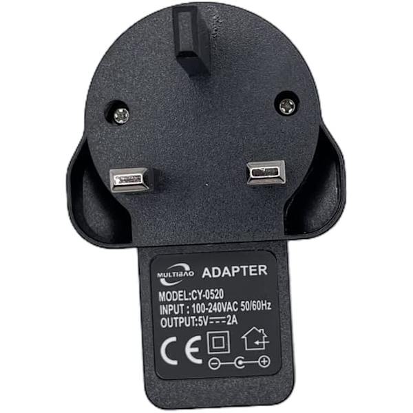 UK lysnetoplader 5V 2A 3-benet USB-stik strømadapter til tablet e-bogslæser USB-ventilator spejllys