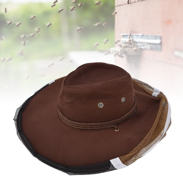 Biavler Cowboy Hat Stramning Design Åndbar Mesh Biavl Slør Hat til Biavlere Fiskere Jægere Campister