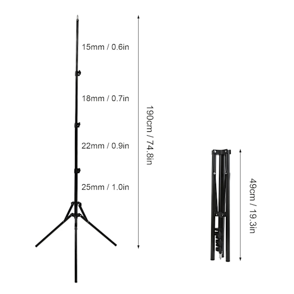 190cm Stativ til Fotografering - Holdbar Softbox Reflektorer Tripod til LED Videolys