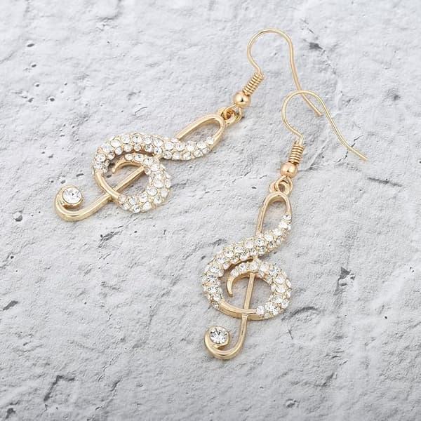 Dangle ørering til kvinder Musiknode Drop ørering Piger Guld og sølv øreringe med CZ krystal rustfrit stål krog
