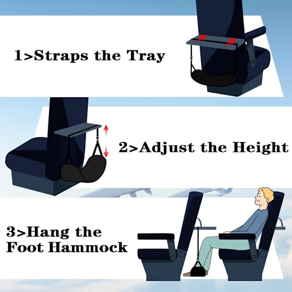 Flygplansfotstöd Bärbart Flygplan Resekomfort Essentials Memory Foam Höjdjusterbart Flygplansfotstöd