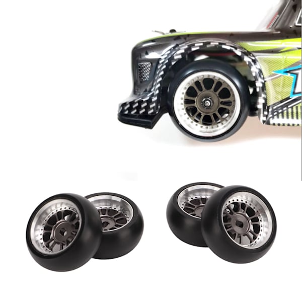 4 stk. RC Drift Dæk Stærk Støddæmpning Høj Slidstyrke Nem Installation RC Bil Dæk til 1/28 RC Bil Titanium