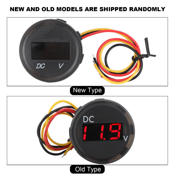 DC 0-100V Digital Voltmeter Voltmeter LED Panel Display for Bil Motorsykkel Vanntett