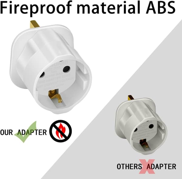 Britisk pluggadapter 1-pakning EU til britisk pluggadapter 2-pins til 3-pins for reise elektronisk enhet hvit
