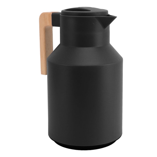 Kaffe Karaffel 1000ml Tretrehåndtak Dobbeltvegget Vakuum Varmebevaring Termisk Kaffe Karaffel for Te Juicer Kaffe Svart