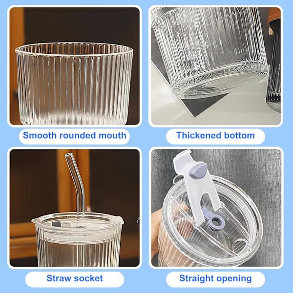 2 delar 450 ml glasmugg med lock och sugrör Vattentät design Kaffemugg Resemugg Iskaffemugg Dricksglas