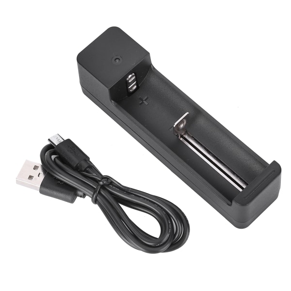 Sort PC Universal Single Slot USB Batteri Oplader Adapter LED Intelligent Oplader til Li Ion Celle 18650 26650 14500