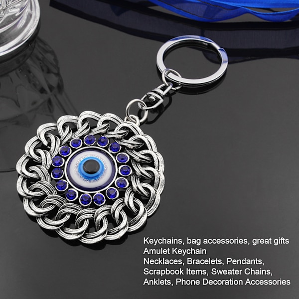 2 stk. Ondt Øje Nøglering Openwork Rundt Snoet Diamant Tyrkiet Blå Ondt Øje Amulet Nøglering Taske Charm Dekor
