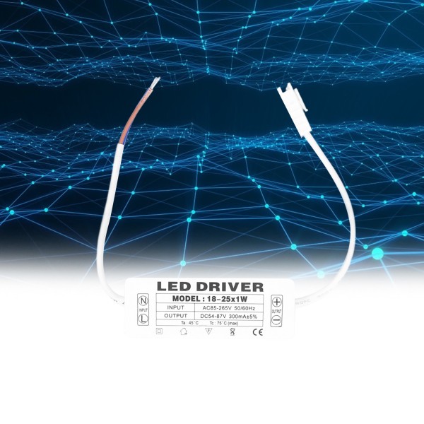 18‑25X1W LED-drivrut konstant ström 300mA ingång AC85‑265V utgång 54‑87VDC LED-drivrutstransformator