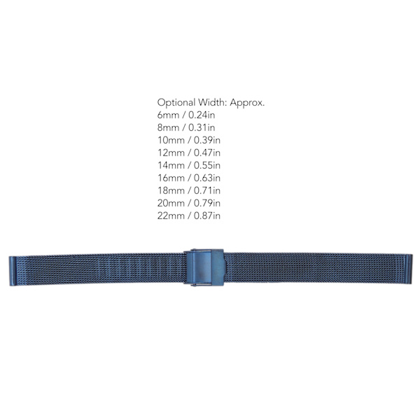 Flettet rustfritt stål armbånd i mesh - Fleksibel erstatningsreim for klokke - Tilbehør for menn og kvinner - Blå - 0,79 tommer