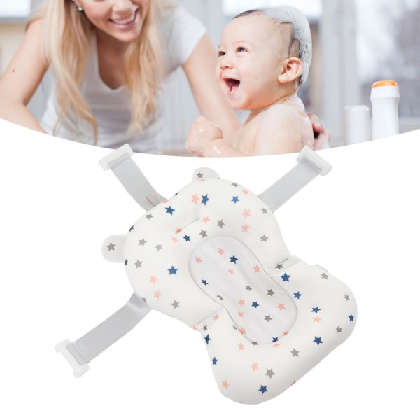 Baby Bath Seat Cushion Floating Safe Foldable Adjustable Infant Bath Supporter for Newborn White Stars