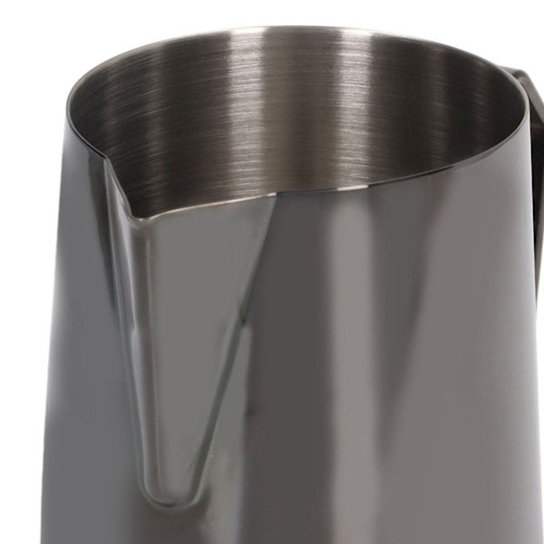 Melkeskummer i rustfritt stål, melkeskummerkanne, blandebeger, kanne for kaffedrikker, 450 ml, svart
