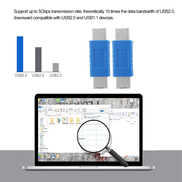 USB3.0 Type B Hun til 3.0 Type B Hun Blå Adapter Konverter Forlænger Stik