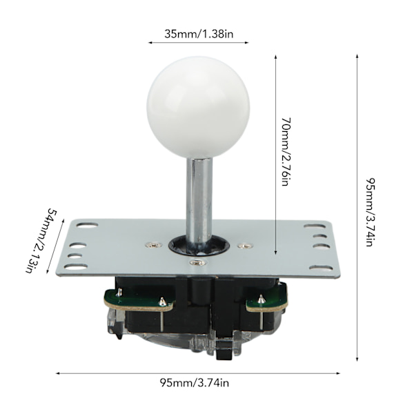 DIY USB-kontroller Dator Rocker Oval Boll Joysticks med Kontrollchip för Arkadspel Vit