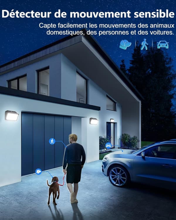 Utendørs solcellelampe IP67 vanntett med bevegelsessensor 3 moduser 132 LED kaldhvit