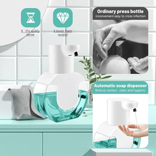 Automatisk sæbedispenser 420 ml elektrisk berøringsfri håndsæbedispenser USB 4 niveauer justerbar flydende dispenser