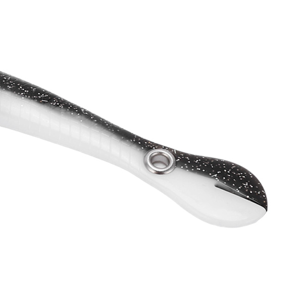 5 stk./sæt 10 cm 6 g blød lokkemad med 3D-øjne forstørret hale spole kunstig blød lokkemad til fiskeri sort hvid