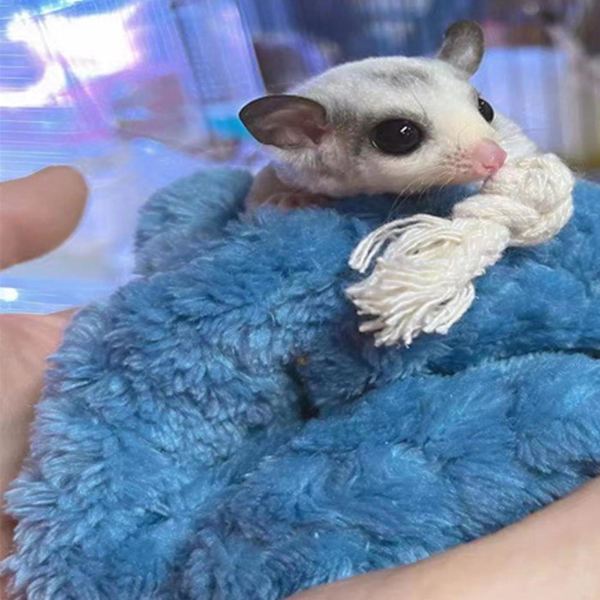 Lille kæledyr sovepose blød åndbar komfortabel mini sukker flyveægern sovepose til hamster lille dyr blå