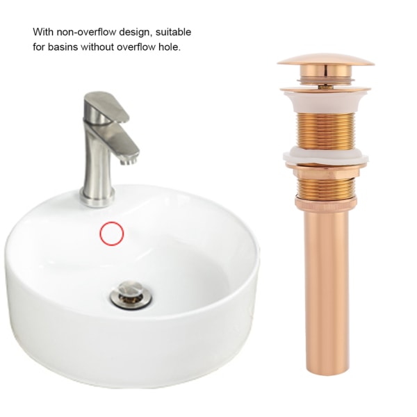 G1 1/4\" Messing Håndvask Pop-Up Afløb Samling Uden Overløb (Rose Gold)